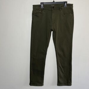 JACHS Jeans Mens 36 x 30 Olive Green Straight Leg Stretch 5-Pocket